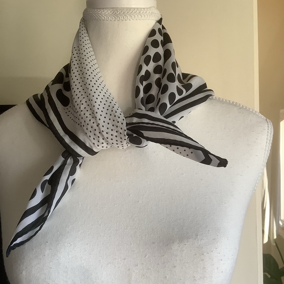 Two Black and White Print 21” Square Scarves - Picture 5 of 13